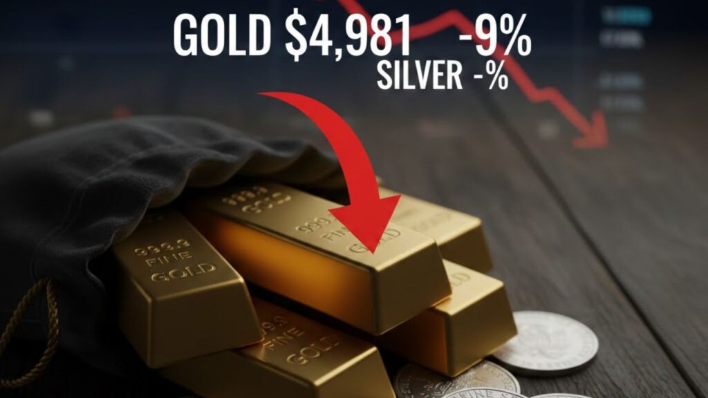 Why Are Gold and Silver Prices Falling Today? Gold Hits $4,981, Silver Slides Nearly 9%